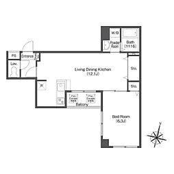 KENEDIX千葉中央 1LDKの間取図画像