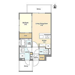 ラティエラ大森西 1LDKの間取図画像