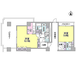 文京グリーンコートビュータワー本駒込B棟 ワンルームの間取図画像