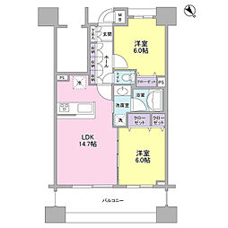 パークフラッツ横濱公園 2LDKの間取図画像