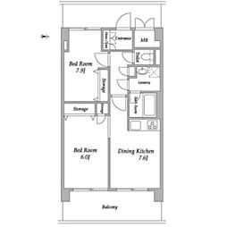 COMFORIA東品川 2DKの間取図画像