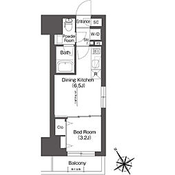 BluRock後楽園 1DKの間取図画像