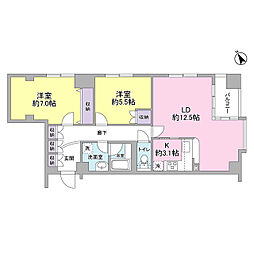 シルバラード 2LDKの間取図画像