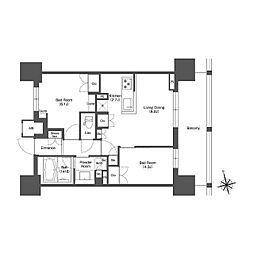 LIBRGRANT西新宿WEST 2LDKの間取図画像