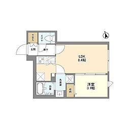 ウェルスクエア尾山台II 1LDKの間取図画像