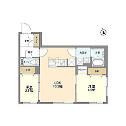 ウェルスクエア尾山台II 2LDKの間取図画像