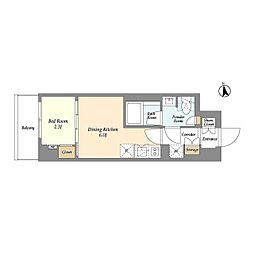 アイフラット品川戸越パークサイド 1DKの間取図画像
