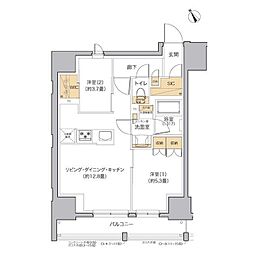 リビオメゾン田端 2LDKの間取図画像