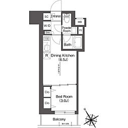BluRock後楽園 1DKの間取図画像