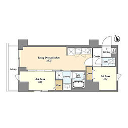 墨田区八広1丁目マンション 2LDKの間取図画像