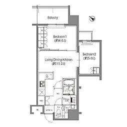 BPRレジデンス三田伊皿子坂 2LDKの間取図画像