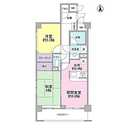 YM花小金井 2DKの間取図画像