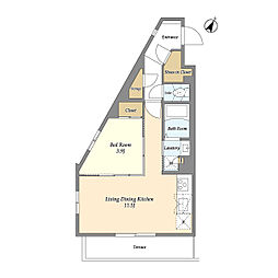 ルネサンスコート祐天寺Terrace 1LDKの間取図画像