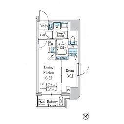 デュオフラッツ一之江West 1DKの間取図画像