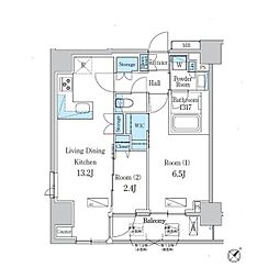 デュオフラッツ一之江West 2LDKの間取図画像