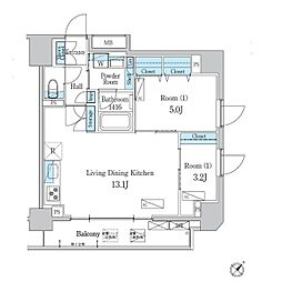デュオフラッツ一之江West 2LDKの間取図画像