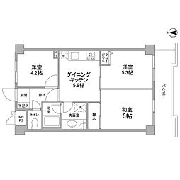 ヴェラハイツ目黒ガーデン 3DKの間取図画像
