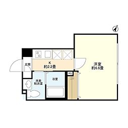 WELLSQUARE都立大学 1Kの間取図画像