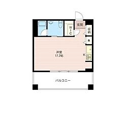 レジデンスシャルマン月島 ワンルームの間取図画像