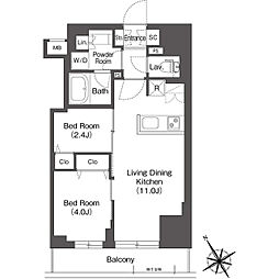BluRock後楽園 2LDKの間取図画像