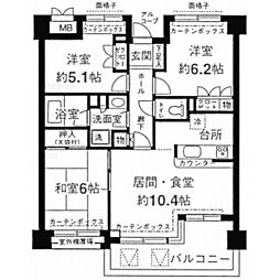 パティオス10番街 3LDKの間取図画像