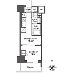 コンフォリア東新宿 1DKの間取図画像
