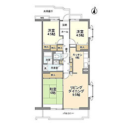 コーポレート中央林間1号棟 3LDKの間取図画像