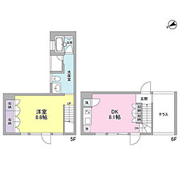 プラットフォーム 1DKの間取図画像