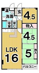 八条コーポ 3LDKの間取図画像