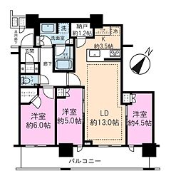 ブリリアザタワー東京八重洲アベニュー 3LDKの間取り
