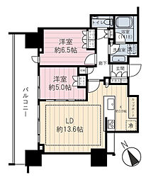 ブランズタワー芝浦 2LDKの間取図画像