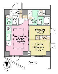サンウッドフラッツ新宿四谷三丁目 2LDKの間取図画像