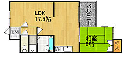 ネオハイム山本 1LDKの間取図画像