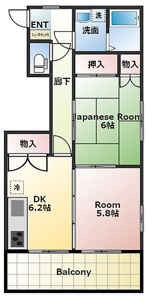 ジョンソン 402｜埼玉県狭山市入間川4丁目(賃貸マンション2DK・4階・50.93㎡)の写真 その2