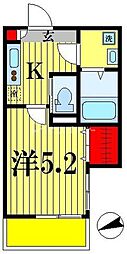MELDIA新松戸 2階1Kの間取り