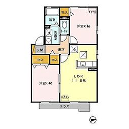 ヴィラ・エスペランサA 2LDKの間取図画像