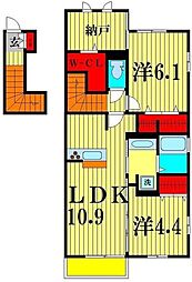 ブリアール1 2LDKの間取図画像