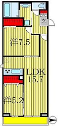 FerroPalazzoB 2LDKの間取図画像