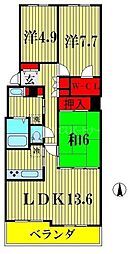東急ドエルステージ21センターコート弐番館 3LDKの間取図画像