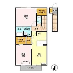 ラフィーネBABA 2DKの間取図画像