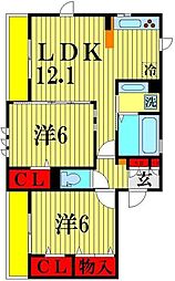 ピアチェーレ1 2LDKの間取図画像