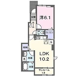 カーサ・フォーリスト 1LDKの間取図画像