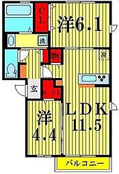 パークハイム 2LDKの間取図画像