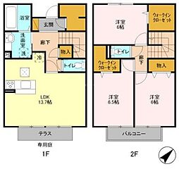 アルページュB 3LDKの間取図画像
