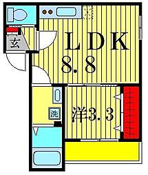 ルアナメゾン馬橋01 1LDKの間取図画像