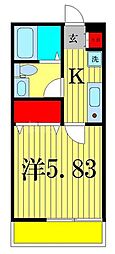 DEN三郷中央 1Kの間取図画像