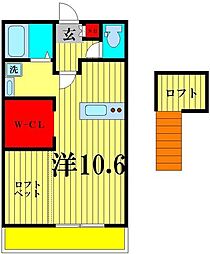 プレリュード三郷 ワンルームの間取図画像