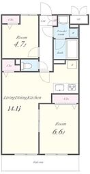 グリシーヌ 2LDKの間取図画像