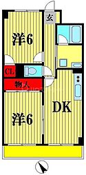 アルデール三郷B棟 2DKの間取図画像