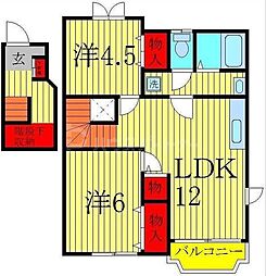 シャインヒルズ 2LDKの間取図画像